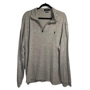 Polo‎ Ralph Lauren Estate Rib 1/4 Zip Pullover Gray Mens XL Preppy Pony Sweater